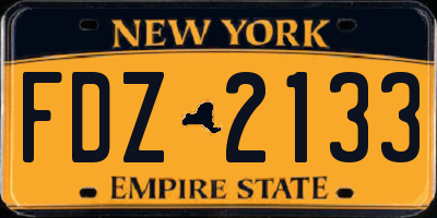 NY license plate FDZ2133
