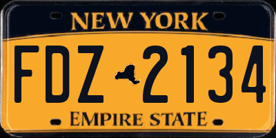 NY license plate FDZ2134