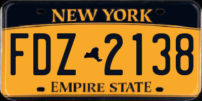 NY license plate FDZ2138