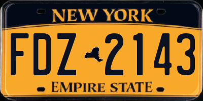 NY license plate FDZ2143