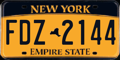 NY license plate FDZ2144
