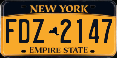 NY license plate FDZ2147