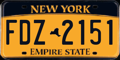 NY license plate FDZ2151