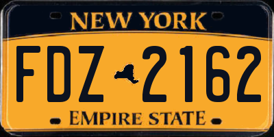 NY license plate FDZ2162