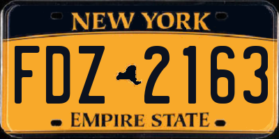 NY license plate FDZ2163