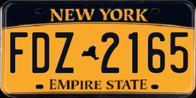 NY license plate FDZ2165