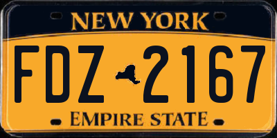 NY license plate FDZ2167