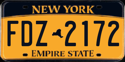NY license plate FDZ2172