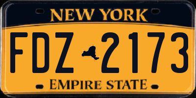 NY license plate FDZ2173