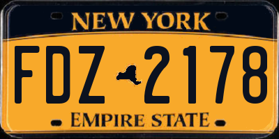 NY license plate FDZ2178