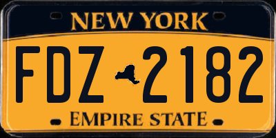 NY license plate FDZ2182