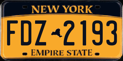 NY license plate FDZ2193