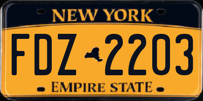 NY license plate FDZ2203