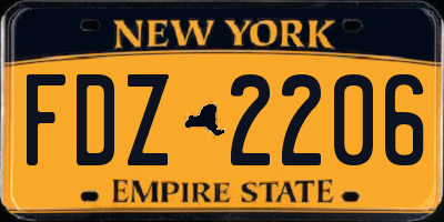 NY license plate FDZ2206