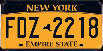 NY license plate FDZ2218