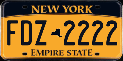NY license plate FDZ2222