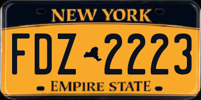 NY license plate FDZ2223