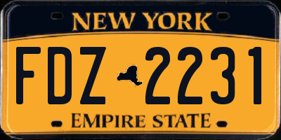 NY license plate FDZ2231