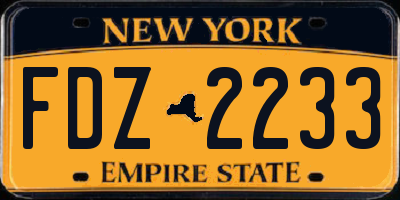 NY license plate FDZ2233