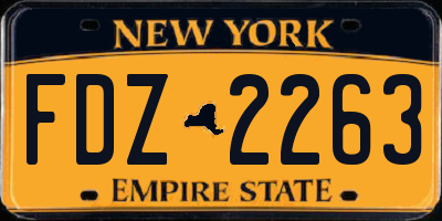 NY license plate FDZ2263