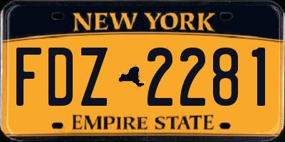 NY license plate FDZ2281