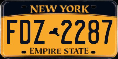 NY license plate FDZ2287