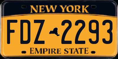 NY license plate FDZ2293