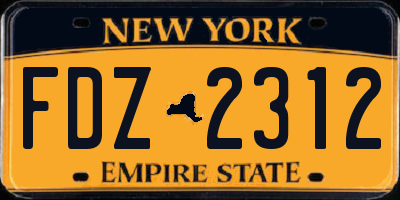 NY license plate FDZ2312