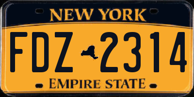 NY license plate FDZ2314