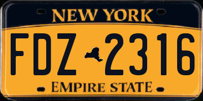NY license plate FDZ2316