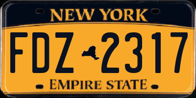 NY license plate FDZ2317