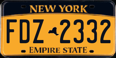 NY license plate FDZ2332