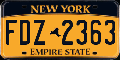 NY license plate FDZ2363