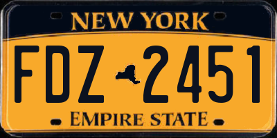 NY license plate FDZ2451