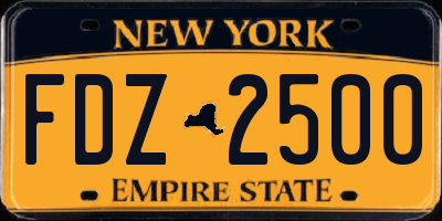 NY license plate FDZ2500