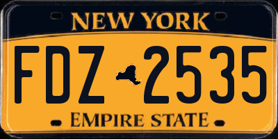 NY license plate FDZ2535