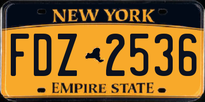 NY license plate FDZ2536