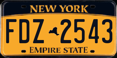NY license plate FDZ2543