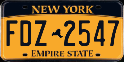 NY license plate FDZ2547