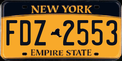 NY license plate FDZ2553