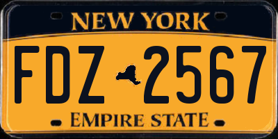 NY license plate FDZ2567
