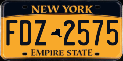NY license plate FDZ2575