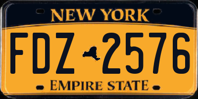 NY license plate FDZ2576