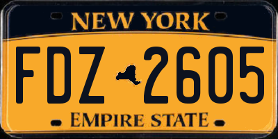 NY license plate FDZ2605