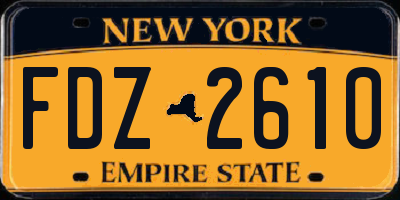 NY license plate FDZ2610