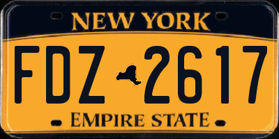 NY license plate FDZ2617