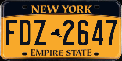 NY license plate FDZ2647