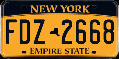 NY license plate FDZ2668