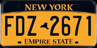 NY license plate FDZ2671