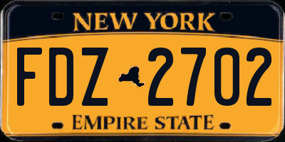 NY license plate FDZ2702